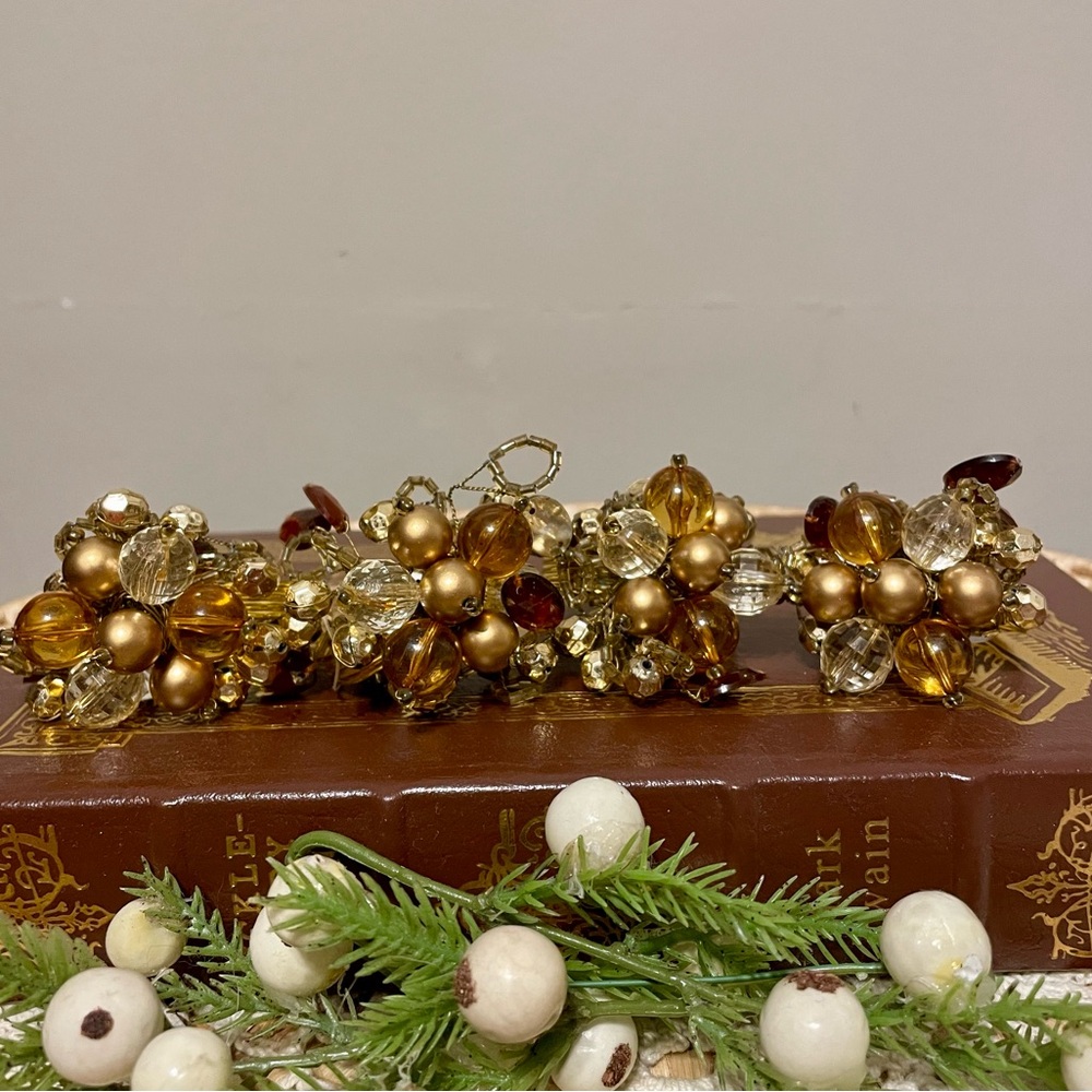 Pier 1 Imports Beaded Napkin Rings Gold Brown Tones New With Tags